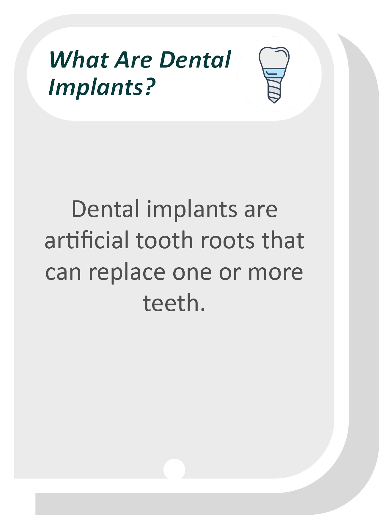 Dental implants infographic: Dental implants are artificial tooth roots that can replace one or more teeth.